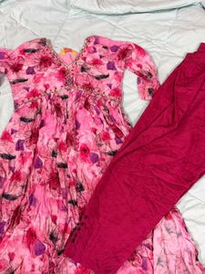 Beautiful Pink Floral Kurta Set