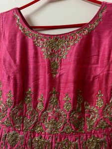 Elegant Pink Embroidered Heavy Gown