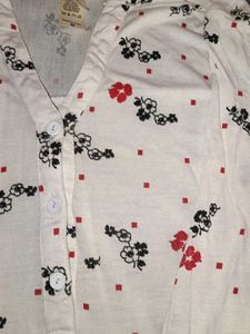 White floral cotton Kurta