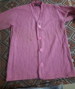 Pink Knit Cardigan Woman Sweater