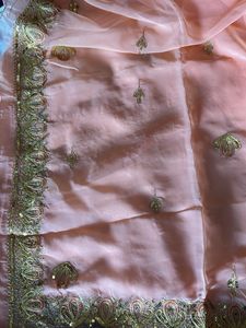 Peach Saree with Gold Embroidery