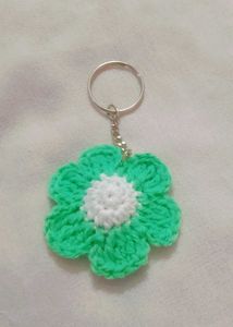 Handmade Crochet Flower Keychains (Set of 3)