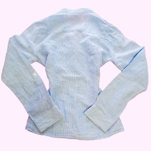 Soft Blue Siren Button-Down Blouse