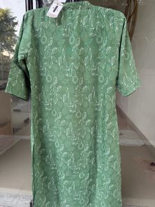 Green Leaf Print Kurta
