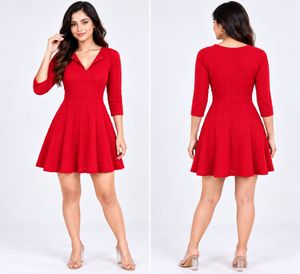 Chic Red Fit & Flare Dress