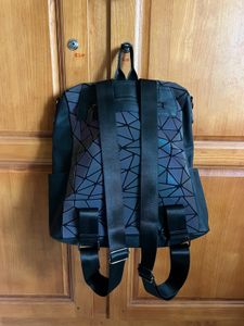 Geometric Holographic Backpack With Pouch