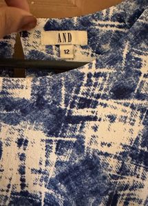 AND Blue &amp; White Abstract Print Dress