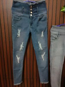 Distressed High-Waist Jeans (Pair)