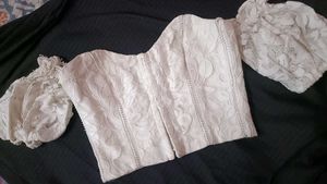 Puff Sleeve Lacey Corset Top(Imported)