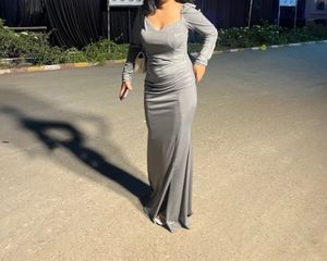Elegant Grey Sparkle Maxi Dress
