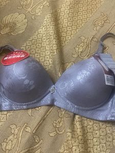 Elegant Grey Floral Bra