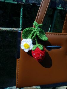 Crocheted Strawberry &amp; Flower Charm