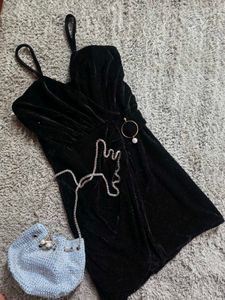 Elegant Black Velvet Party Dress