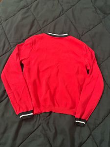 Red V-Neck Striped Sweater(BOGO)