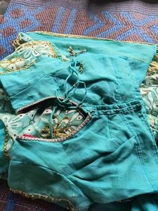 Beautiful Teal Embellished Saree