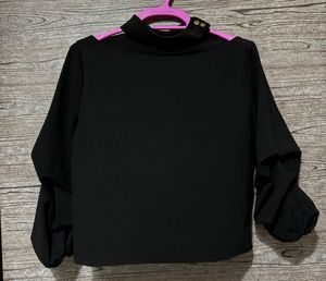 Chic Black Mock Neck Top