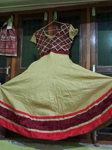 Beige maroon Anarkali kurta and black churidar