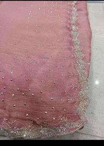 Elegant Pink Embellished Saree