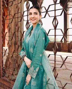 Elegant Teal Embroidered Kurta Set