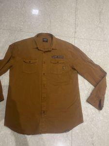 Men's Brown Button-Up Shirt