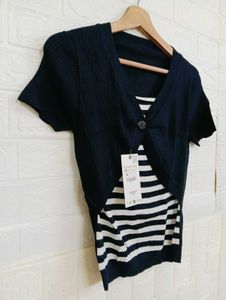 Black Cropped Cardigan &amp; Top Set