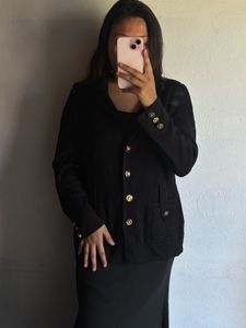 Elegant Black Blazer with Gold Buttons