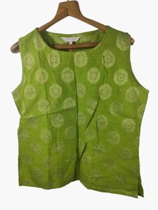 Globus Green Printed Sleeveless Top