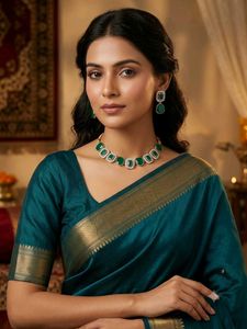 Emerald Choker Necklace with Earrings