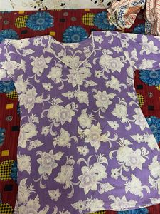 Purple Floral Cotton Kurta