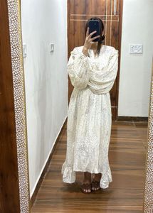 Pleated Polka Dot Midi Dress (Plus size fit)