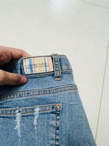 Distressed Denim Mini Skirt