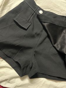 Chic Black Skort with White Stitching