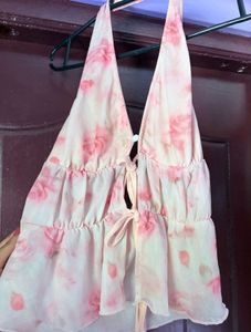 Floral Halter Neck Peplum Top