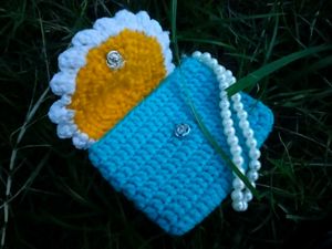 Handmade Crochet Clutch Bag with Pearls
