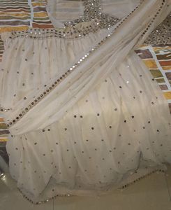 Golden beige ready to wear saree with blouse
