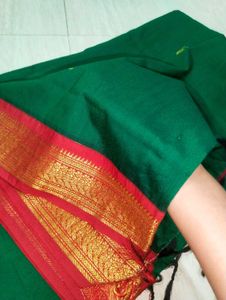 Elegant Green &amp; Red Saree