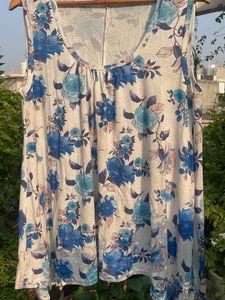 Blue Floral Sleeveless Top