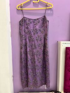 Stunning Lavender Beaded Spaghetti Strap Dress