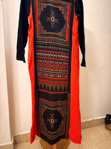 W- gracefull Printed Orange &amp; Black Kurta
