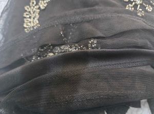 Sequined embellished tiered Black Maxi Skirt