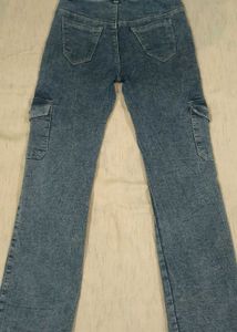 Trendy Blue Denim Cargo Jeans