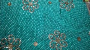 Beautiful Teal Saree with Sequins