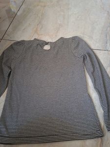 Striped Long Sleeve Top with Bow Detail