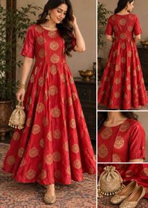 Brand new designer Red Embroidered Anarkali G