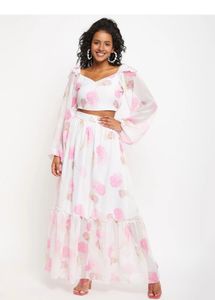 Chic Floral Print Crop Top & Skirt Set