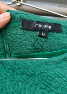 Elegant Green Textured Dress with Embellishments