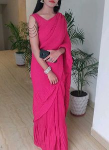 Elegant Pink Pleated Saree