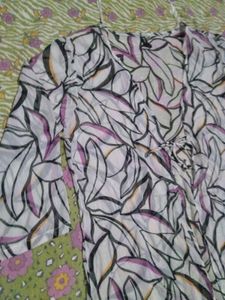 Sheer Leaf Print Kimono Top