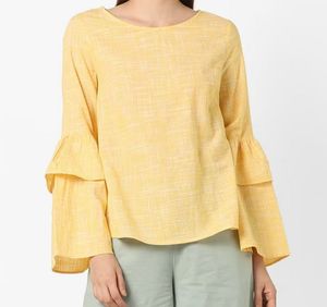 Vero Moda - Yellow Ruffle Sleeve Blouse