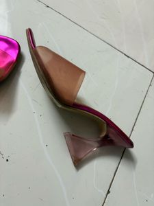 Pink Transparent Heeled Sandals